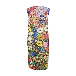 Womens Midi Dresses Summer Fall Cotton Linen Midi