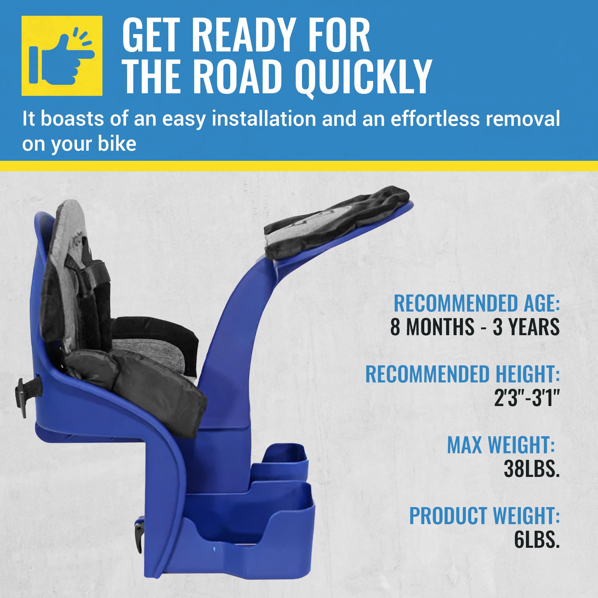 Kangaroo Deluxe Front Mount Bicycle Child Seat,