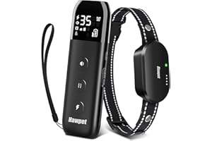 HAWPET Dog Shock Collar with Remote- Dog Training Collar Waterproof, Rechargeable E Collar for Dogs Training with Vibration, Electric Shock, Beep, Security Lock, 3400FT Shock Collar for All Breeds, Size