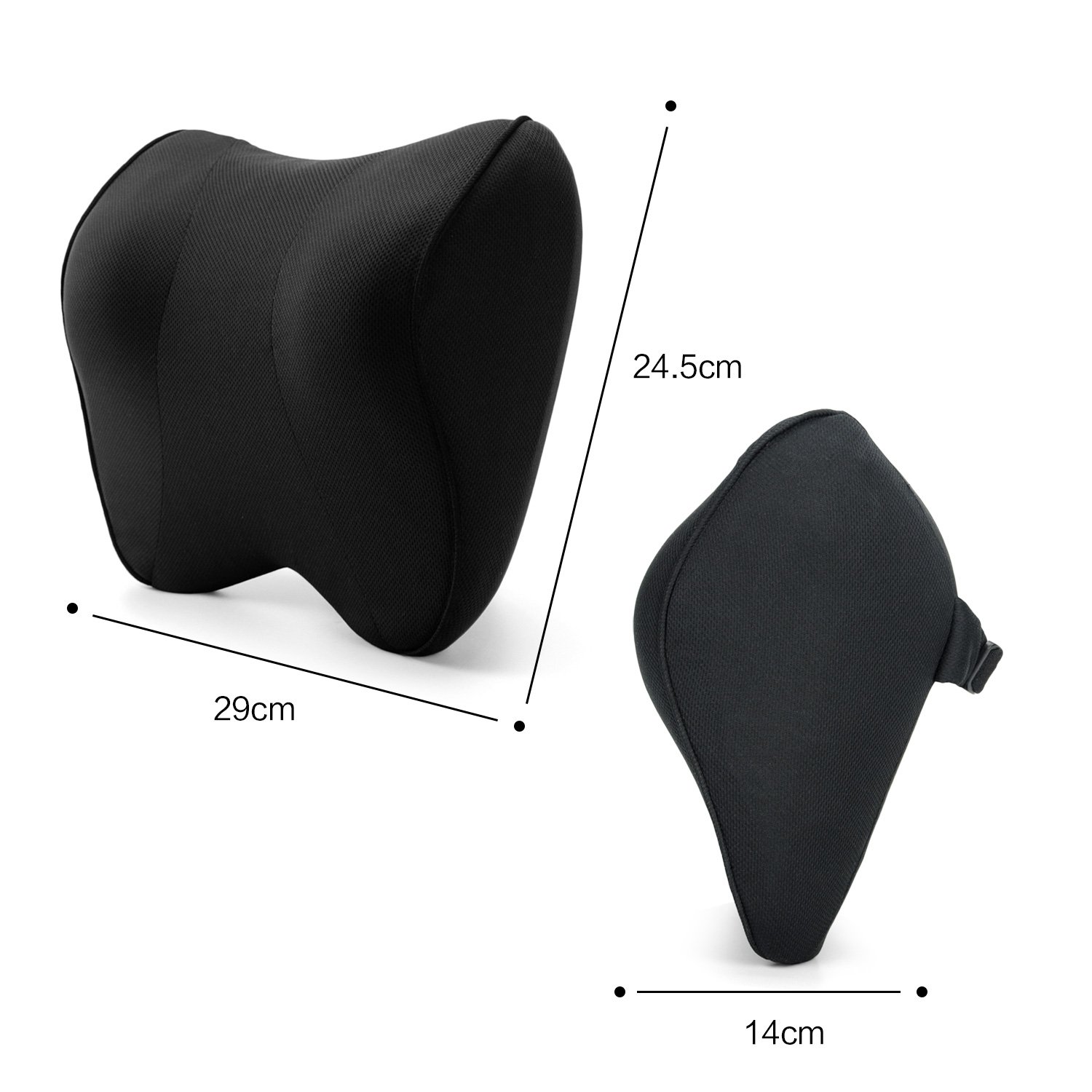 Dreamer Car High Density Memory Foam Car Seat Head Pillow and Neck Pillow,Black