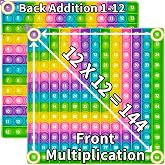 Math Pop Board, 12X12 Multiplication &amp; Addition Tables, STEM Sensory Toy | Interactive fidget tool for classroom &amp; home learning. Durable silicone popper helps kids master math via tactile play.