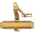 LYNN HARDWARE Light/Medium Duty Residential/Light Commercial Door Closer - DC5003 Surface Mounted, Aluminum Door Closer, Adjustable Closing, Grade 2 & UL 3 Hour Fire Rated - US4 Satin Brass/Gold