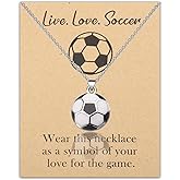 FEELMEM Soccer Player Gift Soccer Pendant Necklace Soccer Coach Gift Sports Ball Jewelry Love Soccer Gifts