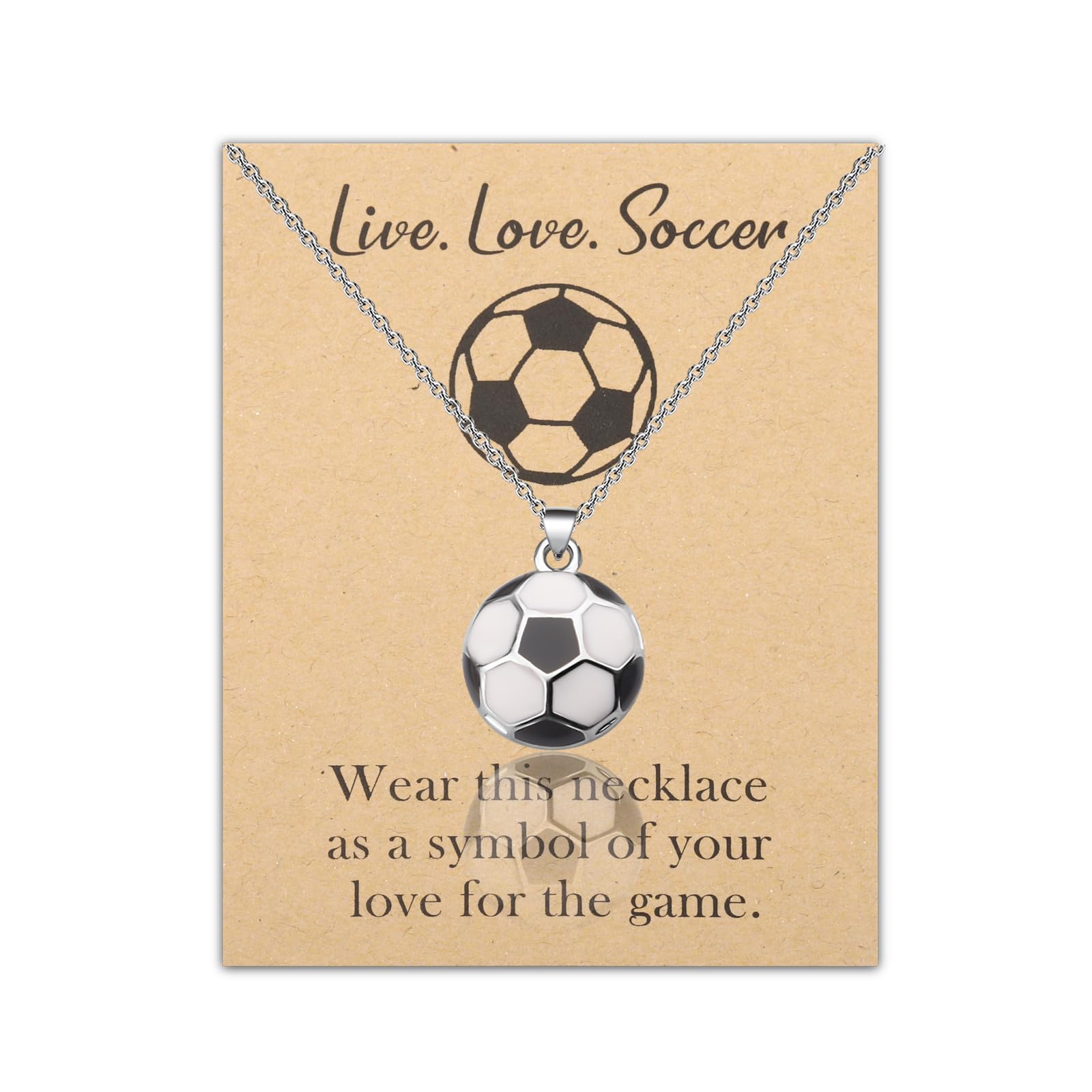 FEELMEM Soccer Player Gift Soccer Pendant Necklace Soccer Coach Gift Sports Ball Jewelry Love Soccer Gifts (Soccer-necklace)