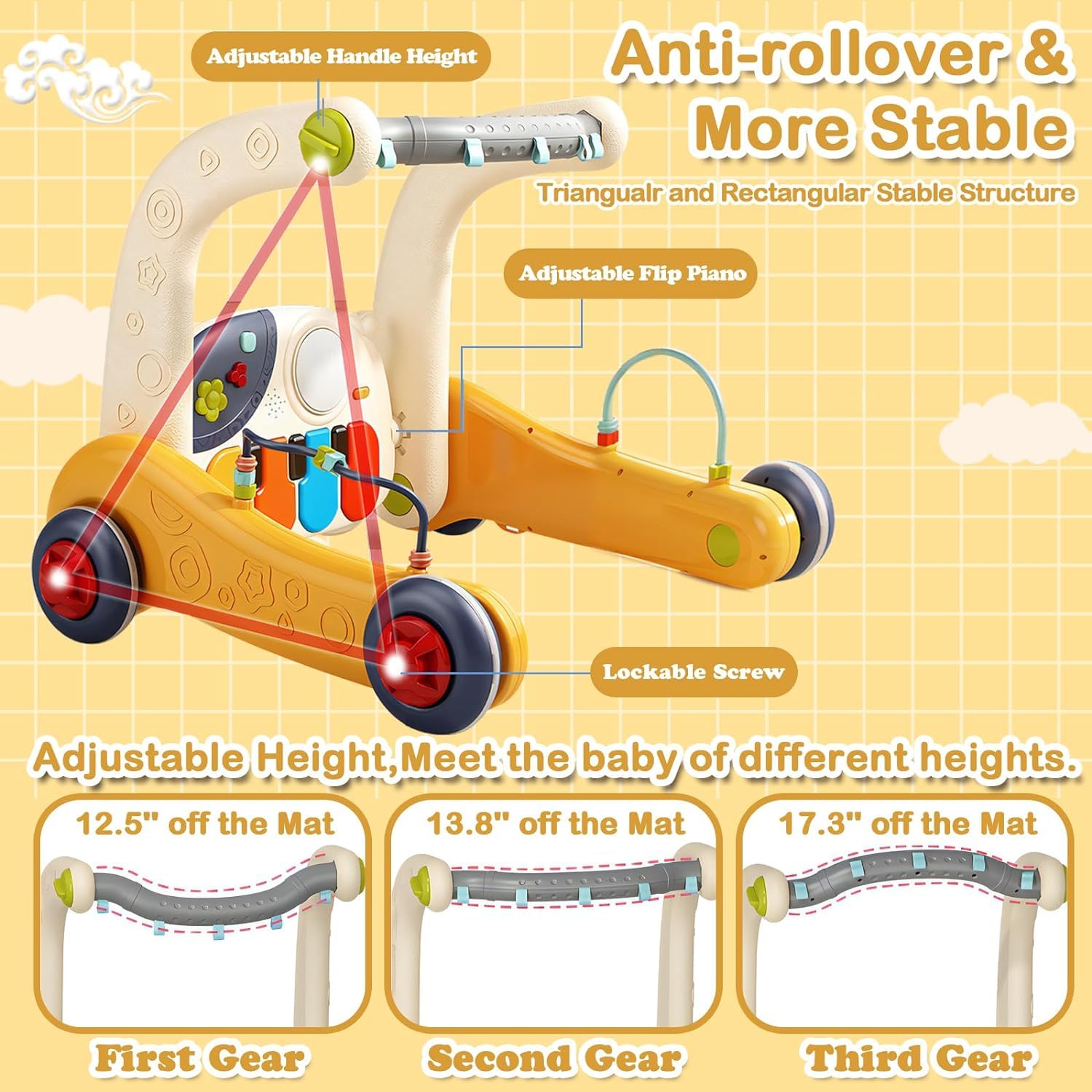 Baby Play Mat Activity Gym, Baby Kick Play Piano Gym Mats Musicial Lights, Tummy Time Toys Mat for Infant Babies Newborn Toddlers Boys Girls.