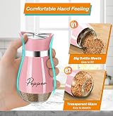 UDQYQ Salt and Pepper Shaker Set Glass 4 oz Pink with Funnel view 5