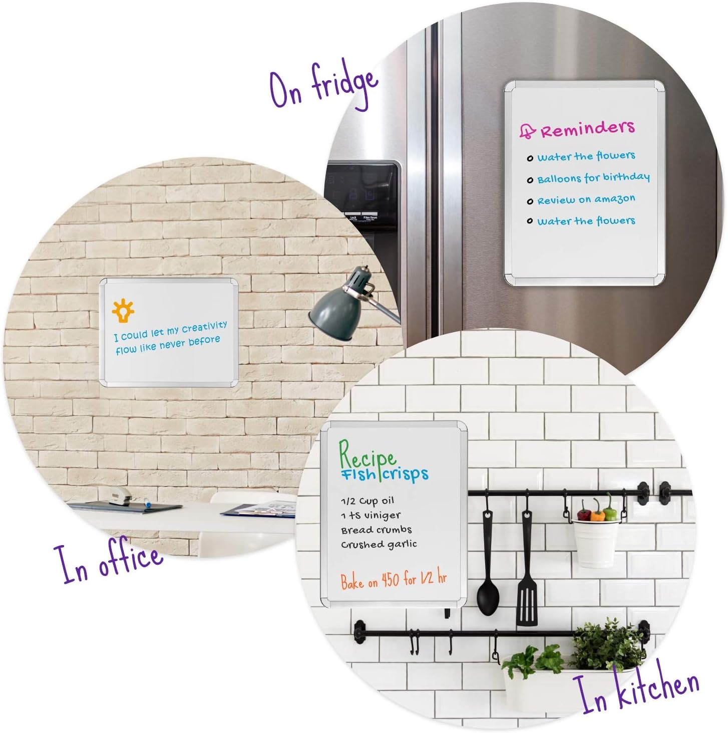 Magnetic 11’’ x 14’’ Small Dry Erase Board. Includes 6 Magnetic Dry Erase Markers, Assorted Colors. Great Whiteboard for Fridge, Locker, and More! : Office Products