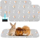Scenereal Guinea Pig Cage Liner 2 Pack with Cleaning Brush Small Animal Pad