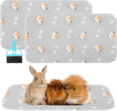 Scenereal Guinea Pig Cage Liner 2 Pack with Cleaning Brush Small Animal Pad