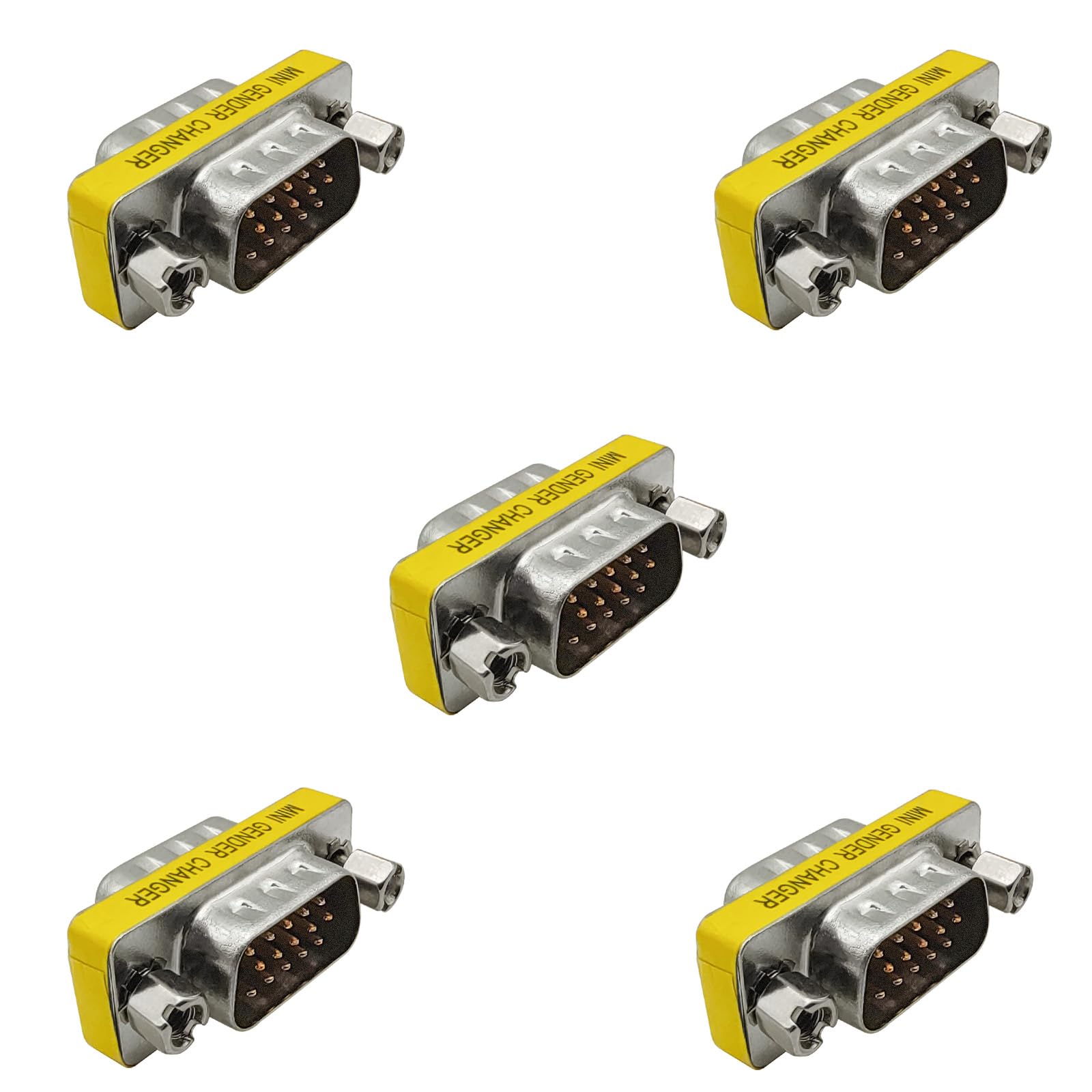 iYueMps 5Pack VGA Gender Changer, HD15 VGA SVGA 15Pin Male to Male Mini Coupler Adapter