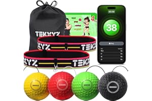 TEKXYZ® Reflex Ball Family Pack with Counter App | Online Community for Boxing Ball, Ideal for Coordination, Punching, Stress Relief, Home Workouts & Fitness | Stocking Stuffer Gift for All Ages