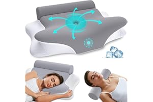 Cervical Pillow and Roll Neck Pillow 2 in 1 Detachable - Memory Foam Pillow, Ergonomic Pillow, Cervical Pillows for Sleeping,