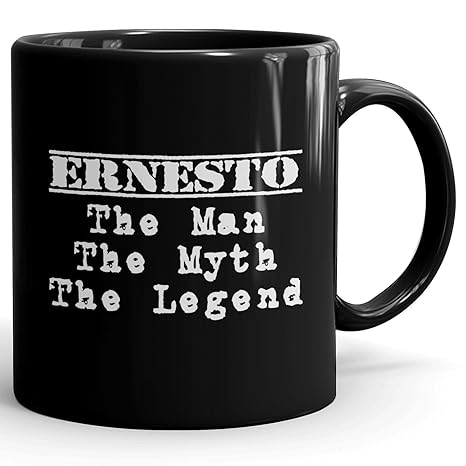 Ernesto Coffee Mug Tazas Negras Personalizadas con Nombres - The Man the Myth the Legend -