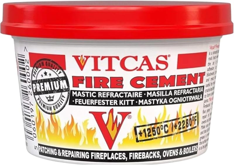 Vitcas Fire Cement 500g High-Temp Adhesive for Fireplaces Stoves Boilers
