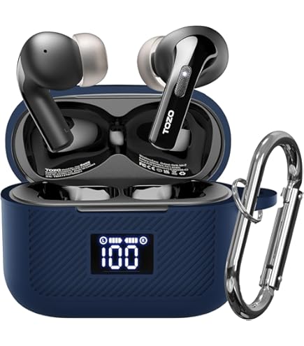 TOZO T20用 イヤホンケース シリコン カラビナ付き Amazon.com: Compatible with TOZO T20 Case Cover, Soft Silicone