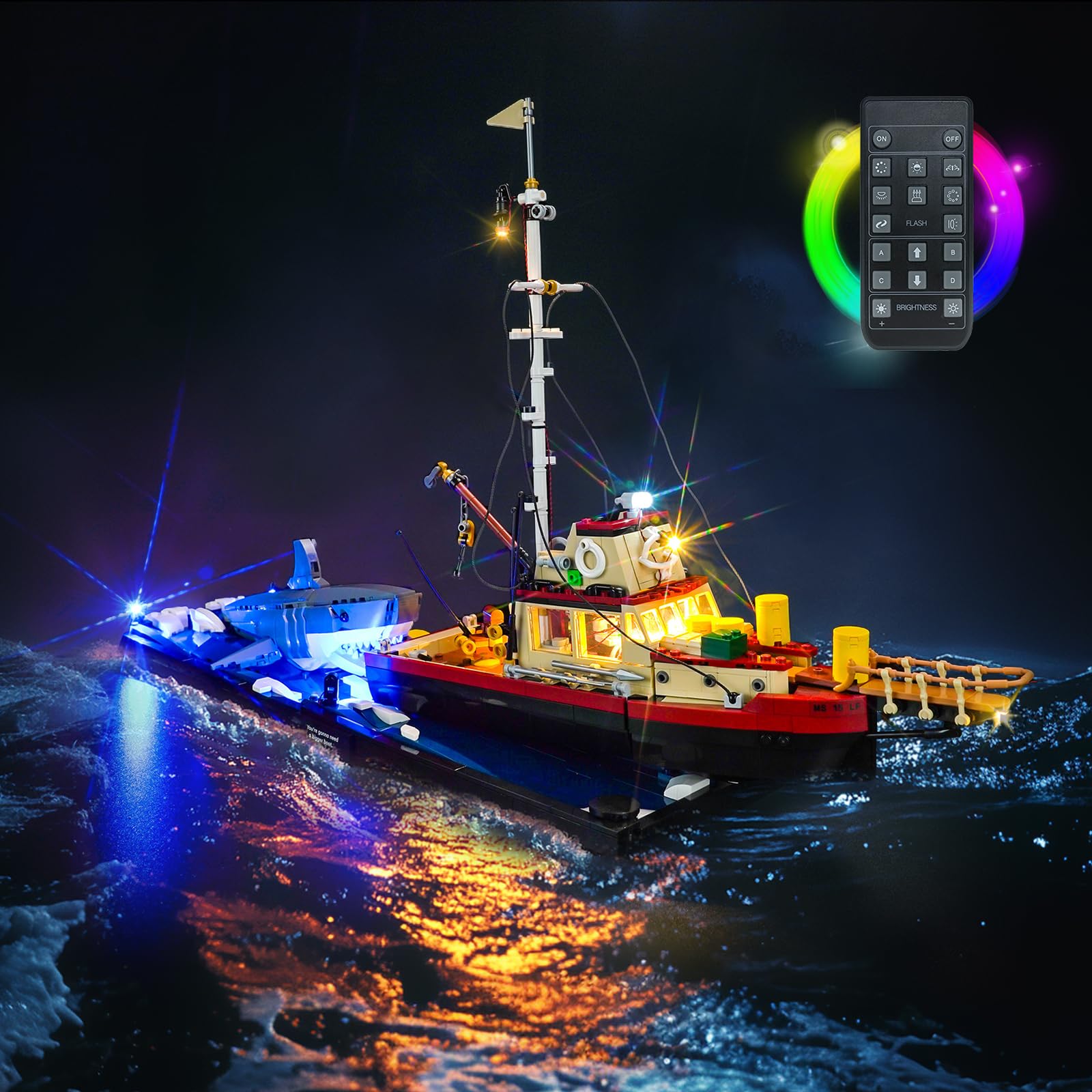 LocoLee Led Light Set Compatible with Lego Jaws Led Decoration Lighting Kit Compatible with Lego 21350 Building Blocks Model,Only Lights Set,No Model (RC Version) — image 1
