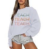 MOUSYA Teacher Sweatshirt Women Teach Compassion Kindness Confidence Shirts Casual Long Sleeve Pullover Tops