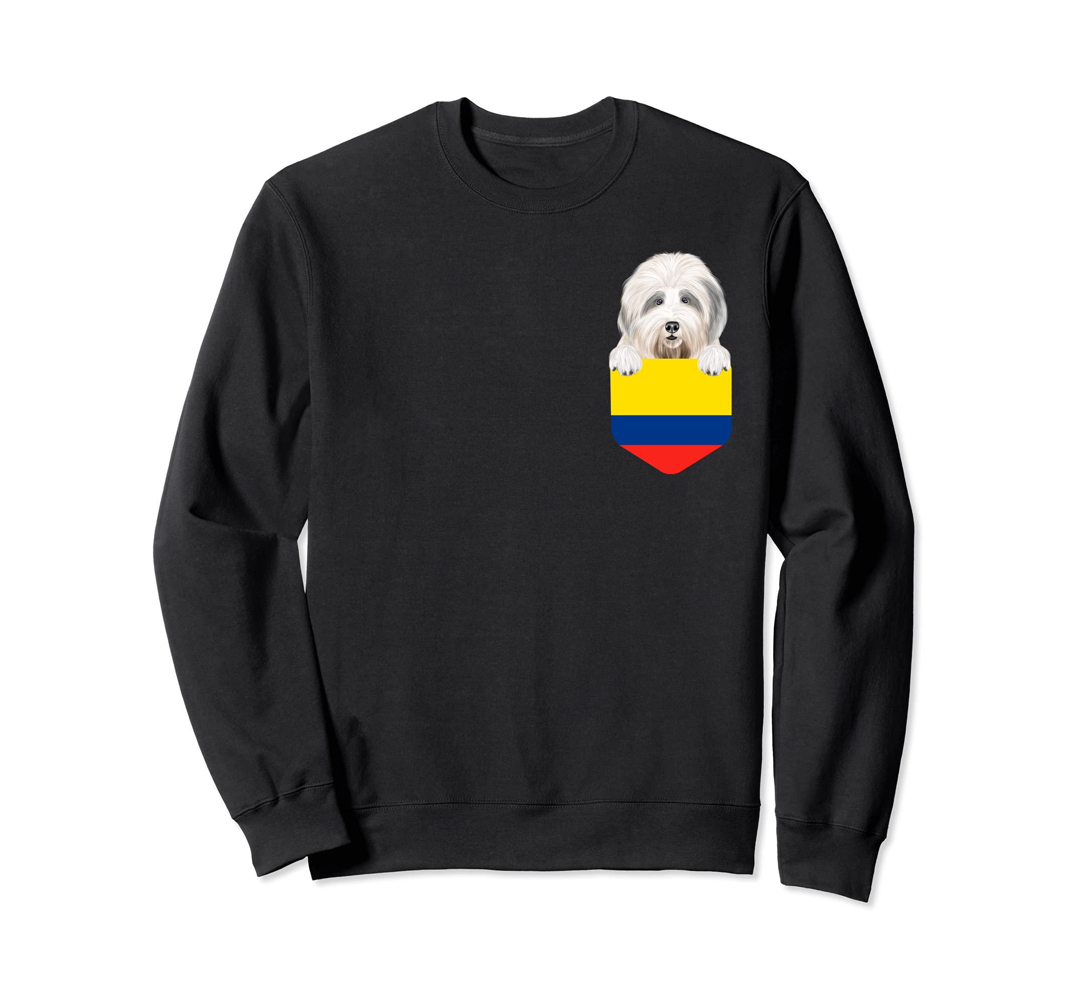 Colombia Flag Old English Sheepdog Dog In Pocket Sweatshirt