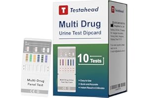 T TESTAHEAD Drug Test Kit 10 Pack, Home Drug Tests, 6 Panel Drug Test Urine, Tests for Marijuana (THC),COC,OPI 2000,AMP,BZO,MET