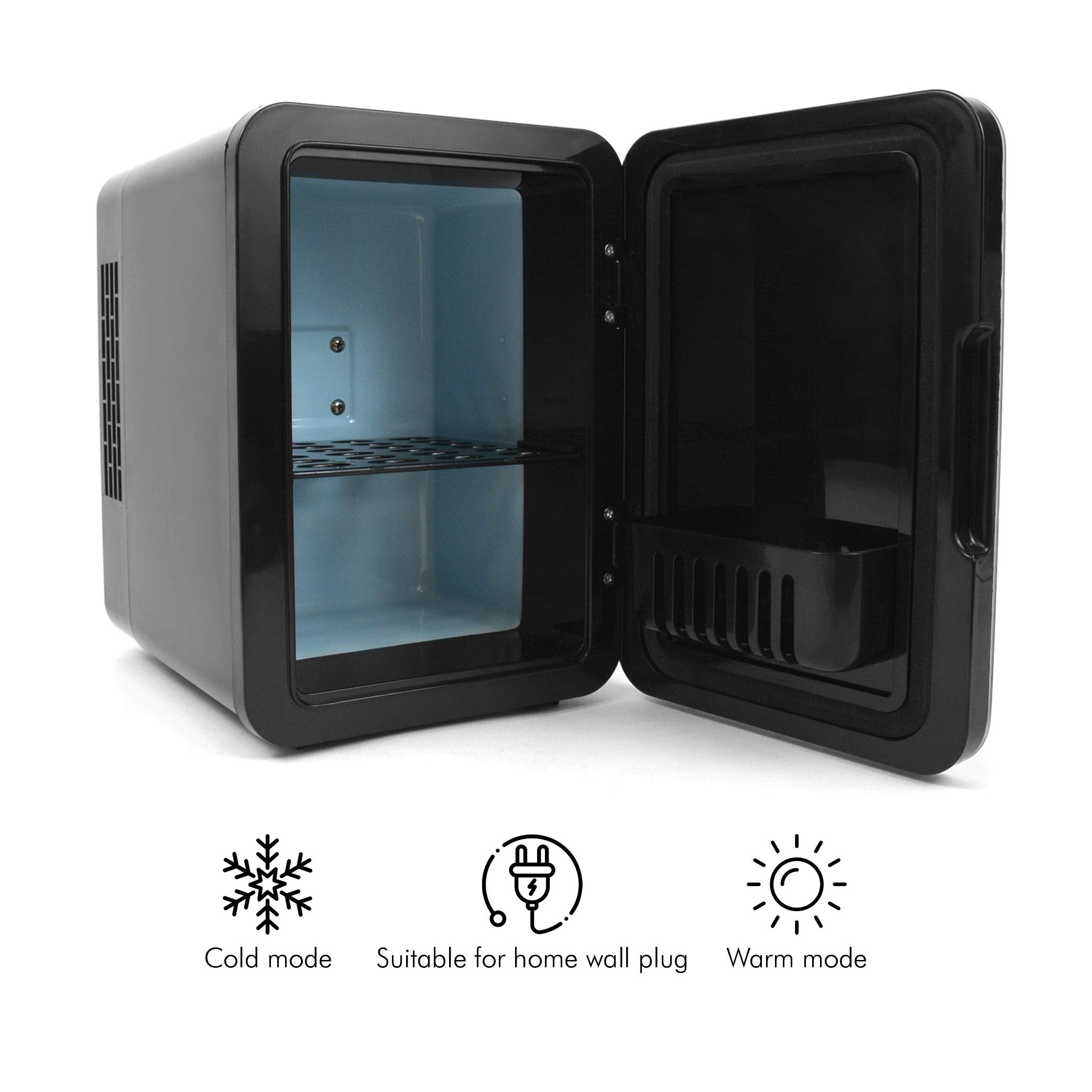 Charbon Noir Cosmetic Fridge cooler and warmer 4L capacity, for home, office. Compact and AC compatible - Black (1x Cosmetic Fridge)