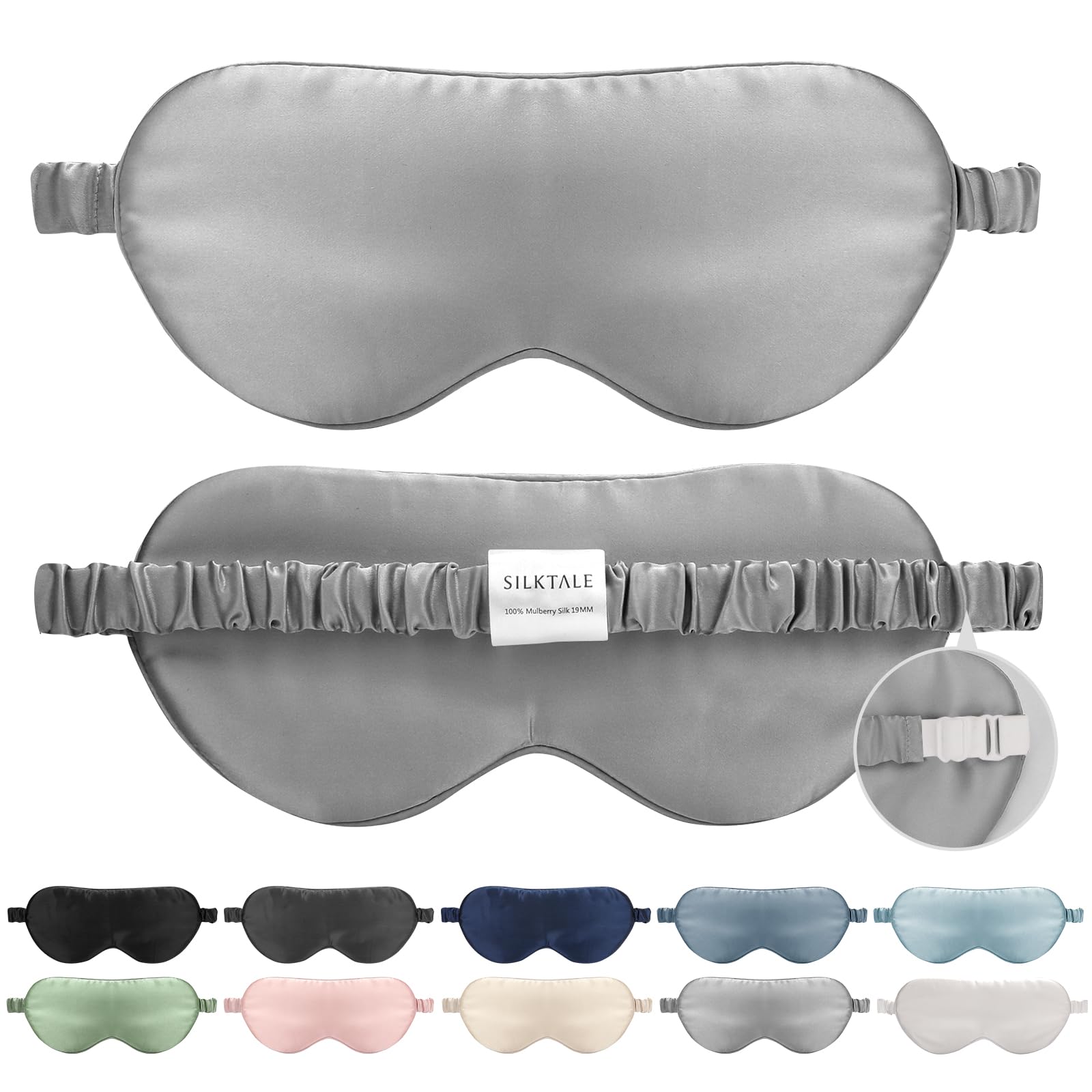 Photo 1 of *USED*
SILKTALE 100% Mulberry Silk Eye Mask for Sleeping with Silk Wrapped Adjustable Strap,Silver Gray