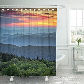 Garden Curtains Waterproof Polyester Fabric Shower Curtain Set