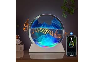 Mtadmai Moving Sand Art Liquid Motion Decor, Bluetooth Speaker Bedside Lamp Dimmable Multi-Color, Moving Sand Art Lamp for Kids Room Living Room Office Dorm-Blue