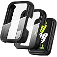 Suoman 2-Pack for Samsung Galaxy Fit3 Case, Full-Coverage Tempered Glass Screen Protector, Hard PC Bumper Protective Cover-Black+Black