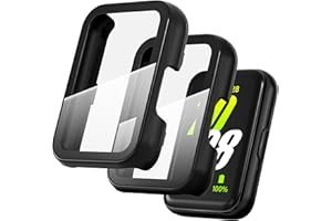 Suoman 2-Pack for Samsung Galaxy Fit3 Screen Protector Case, All-Round Hard PC Anti-Scratch Tempered Glass Cover-Black