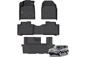 ANBINGO®Floor Mats Fit for Pilot 2009-2015.All Weather Protection TPE Waterproof Non-Slip Floor Liners Fit 1st & 2nd &3 rd Row Set Accessories-Black