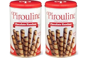Pirouline Rolled Wafers – Chocolate Hazelnut – Rolled Wafer Sticks, Crème Filled Wafers, Rolled Cookies for Coffee, Tea, Ice Cream, Snacks, Parties, Gifts, and More – 14.1oz Tin 2pk
