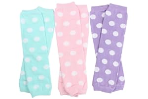 juDanzy 3 Pair Baby Girl Leg Warmers Aqua Polka Dot, Powder Pink Polka Dot, Lavender Polka Dot (Newborn)
