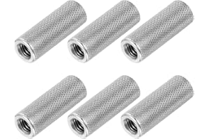 PATIKIL M6 Round Connector Nuts, 6 Pcs 0.39" OD x 1.18" H 304 Stainless Steel Round Knurled Thumb Coupling Nut Sleeve Threaded Rod Bar Stud Tube Hardware Fastener for Camera Lamp Bracket