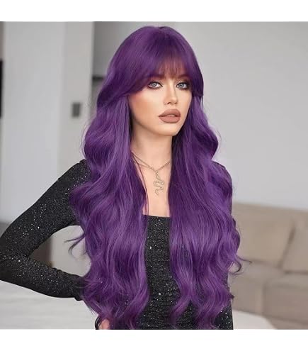 High Quality  PURPLE long CURLY Wig w/ bangs Hera - 40 inch Purple Black Fusion Curly Extra Long Cosplay Wig main image 3
