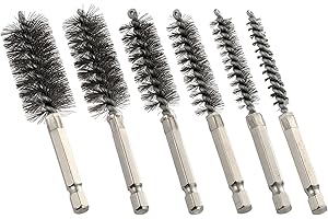 MAXMAN MAXAMN Wire Brush for Drill 6 Pcs, Bore Brush Set 6 Size, Drill Brush, Wire Brushes for Cleaning, Drill Brush Attachments with 1/4" Hex Shank and Twisted Stainless Steel Bristles for Power Drill