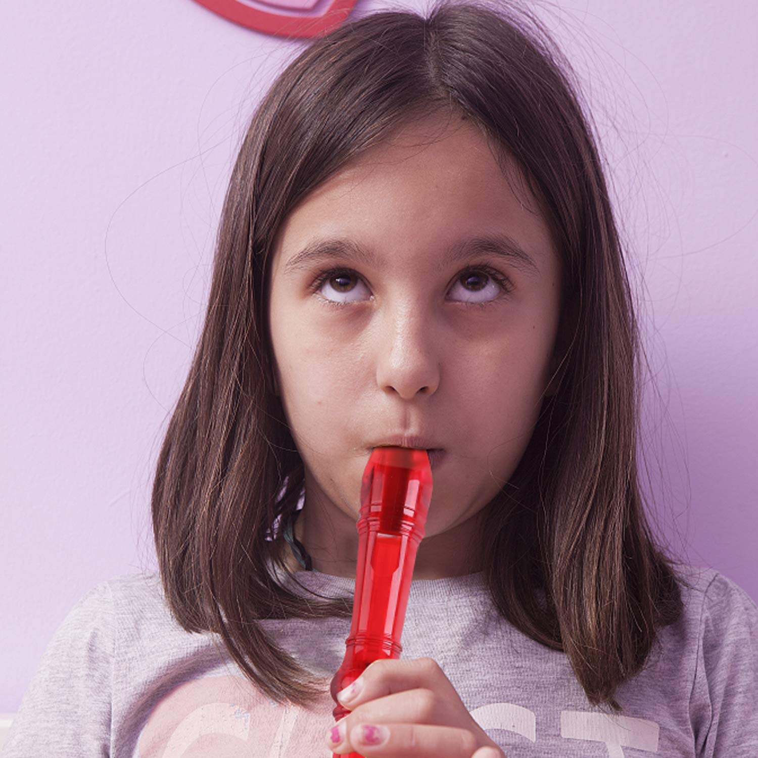 Lot-Yes 8-Hole Soprano Descant Recorder with Cleaning Rod + Case Bag Music Instrument (Crystal Red)