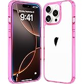 JJGoo Compatiable with iPhone 16 Pro Max Case Clear, Transparent Shockproof Phone Case, Anti-Scratch Hard PC Back Protective Cover Bumper Phone Case for iPhone 16 Pro Max 6.9-Inch, Pink