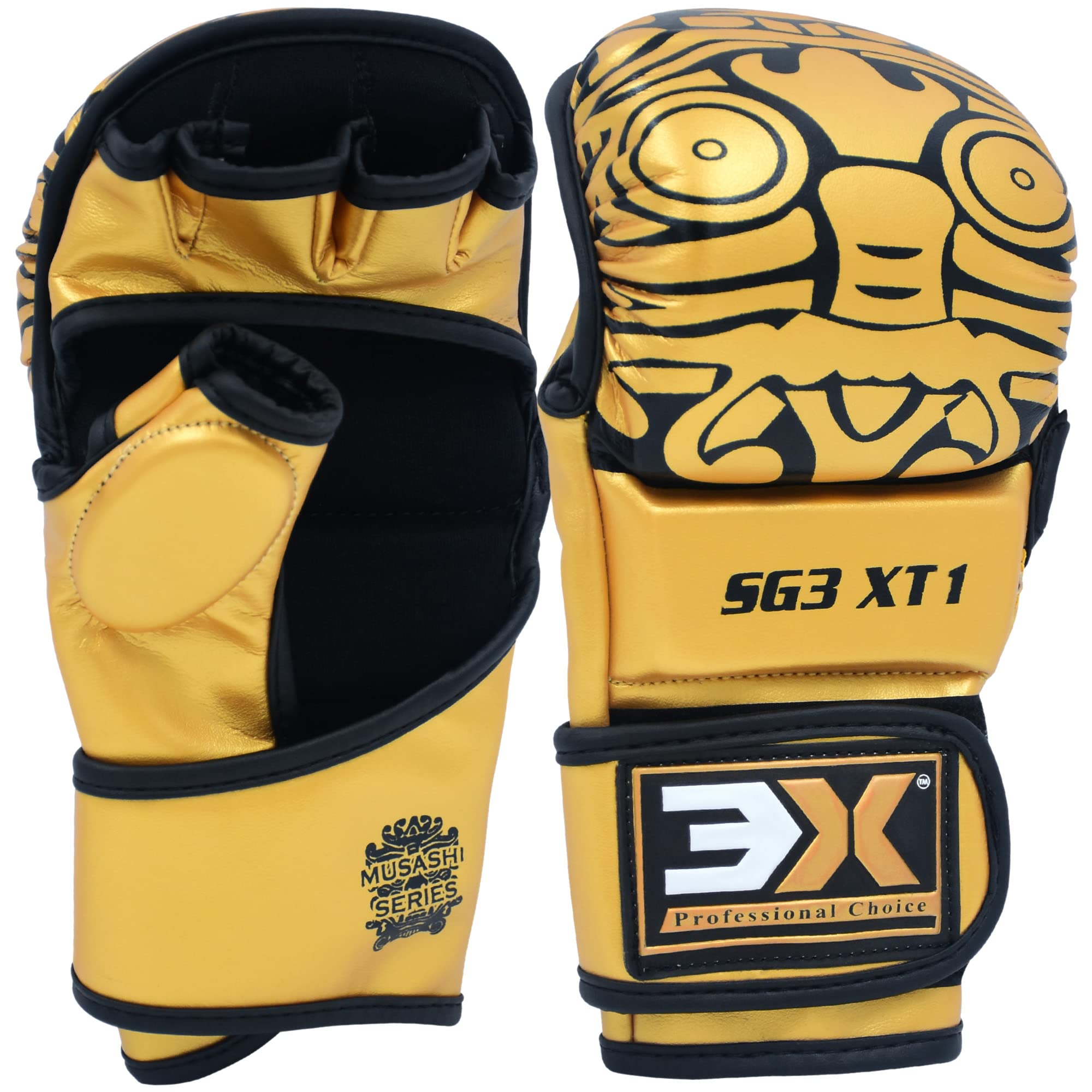 3X Professional Choice MMA Gloves for Kickboxing and MMA Training | Adjustable Wrist Support Sparring Gloves for Grappling, Cage Fighting, Muay Thai, Punching Bag Work and Martial Arts