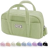 Sooez Large Pencil Case Pouch, Extra Big Pencil Bag with 5 Compartments, Pen Bag Wide Opening, Soft Corduroy Pen Pouch Organizer with Zipper, Cute Aesthetic School Supplies for Teen Girls-Green