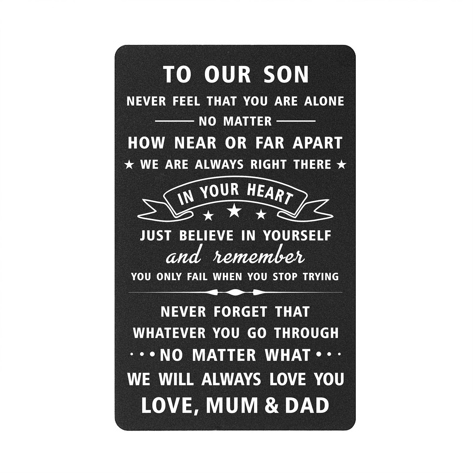 DEGASKEN To Our Son Gifts from Mum and Dad, Boys Wallet Card from Parents for Graduation Fathes Day Wedding