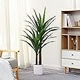 FLOWORLD Dracaena Indoor Plant 4ft Tall Faux Plant Indoor Large Fake Plants Potted Yucca Tree Tropical Floor Plant Artificial Silk Palm Trees for Home Office Store Decor Housewarming Gift