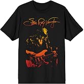 Bioworld Stevie Ray Vaughan Playing Guitar with Signature Men's Black Short Sleeve Tee