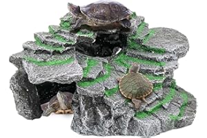 Moonorange Turtle Basking Platform Turtle Tank Decoration for Aquariums & Terrarium, Turtle, Lizard, Reptile Habitat Hideout (Black)