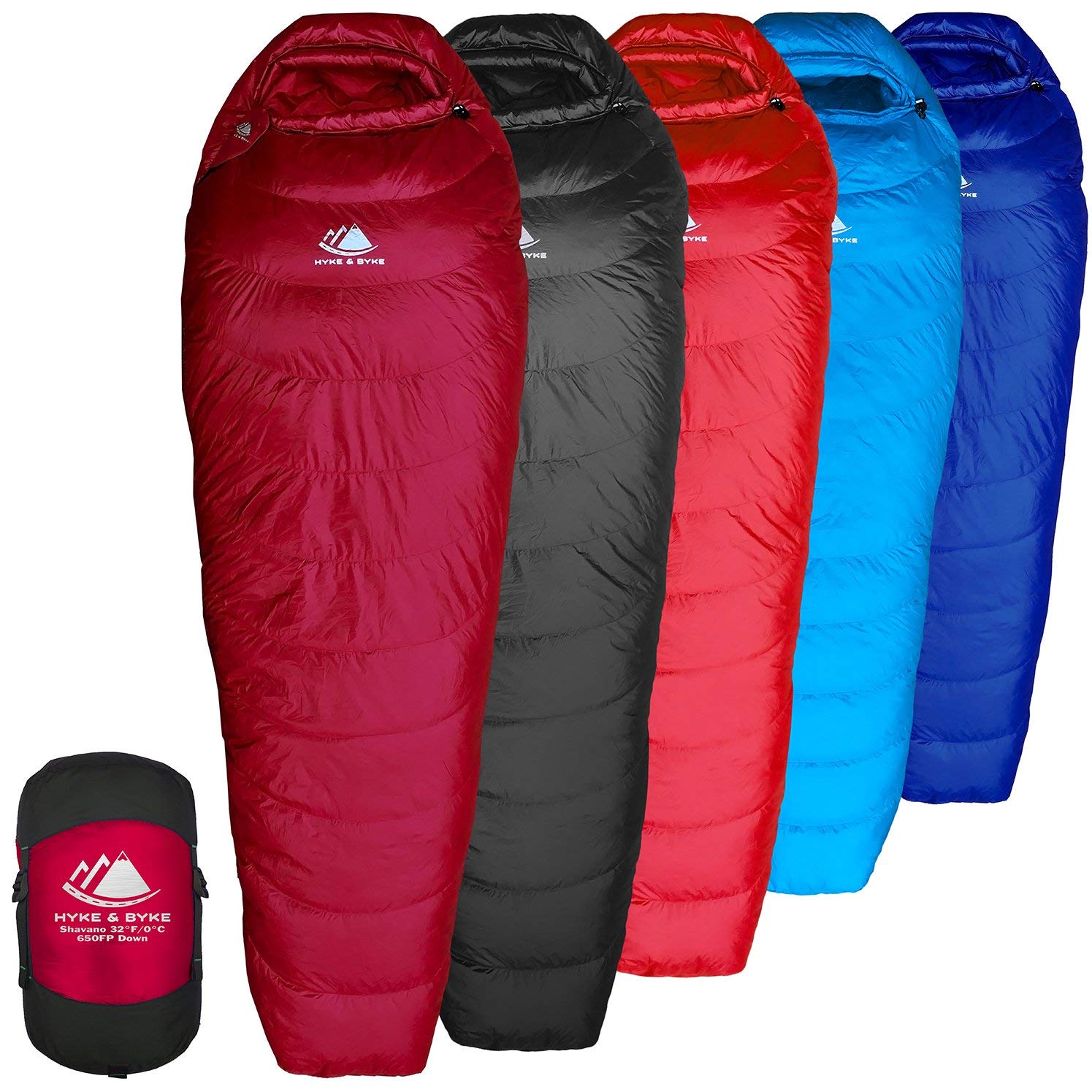 Hyke & Byke Shavano 0 Degree C Ultralight Down Mummy Sleeping Bag: 3 Season Bag Under 1 Kg. with ClusterLoft Base - The Lightest, Bag for Thru Hiking, Backpacking, and Camping