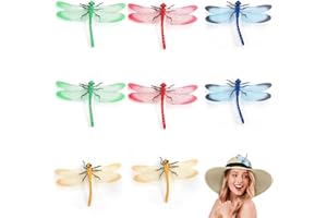 Dragonfly Hat Clip for Bugs, 8 Pack Realistic Fake Dragonflies Fly Repellent Pins for Outdoor Camping, Gardening, Golf and Pa