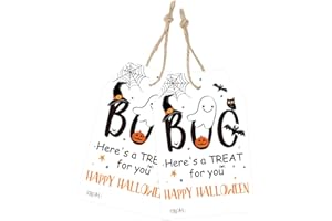 joycraft 50Pcs Halloween Tags with String, 3.3x2.1 inch Ghost Happy Halloween Paper Gift Wrap Tags, Black Boo Holiday Hangtags for Candy Bag, Party Favor, DIY Craft