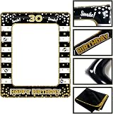 YAAVAAW 30th Birthday Inflatable Selfie Frame Black Gold Giant Photo Booth Frame view 3