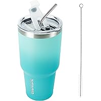 BJPKPK 30oz Stainless Steel Tumbler Color Block Insulated Tumblers Cup with Lid and Straw, Double Walled Travel Coffee Mug,Mi