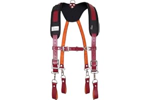 TRUTUCH Leather Work Suspenders With Pockets | Fully-Adjustable Padded Leather Tool Belt Suspenders