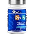 CanPrev D3 & K2 Vitamins 120 Softgels, 120-Day Supply, 1000IU Vitamin D3 & 120mcg K2, Supports Strong Bones, Teeth & Heart We